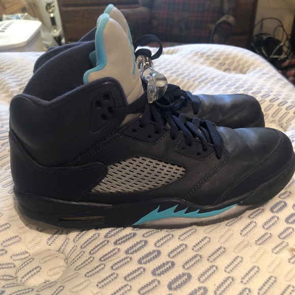 Air Jordan 5 Retro Midnight Navy/Turquoise/White - Picture 4 of 7